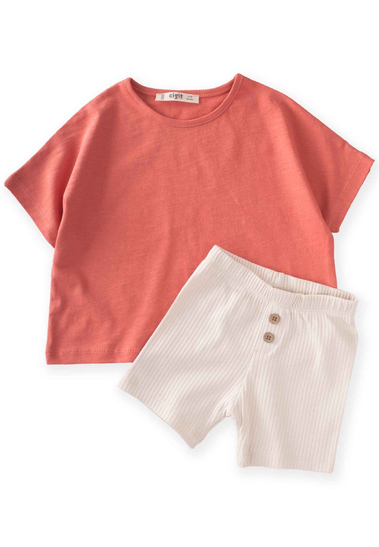 62601 - 5216CigitShort Tights, Wide Top, T-Shirt Suit 1-7 Years Open Tile