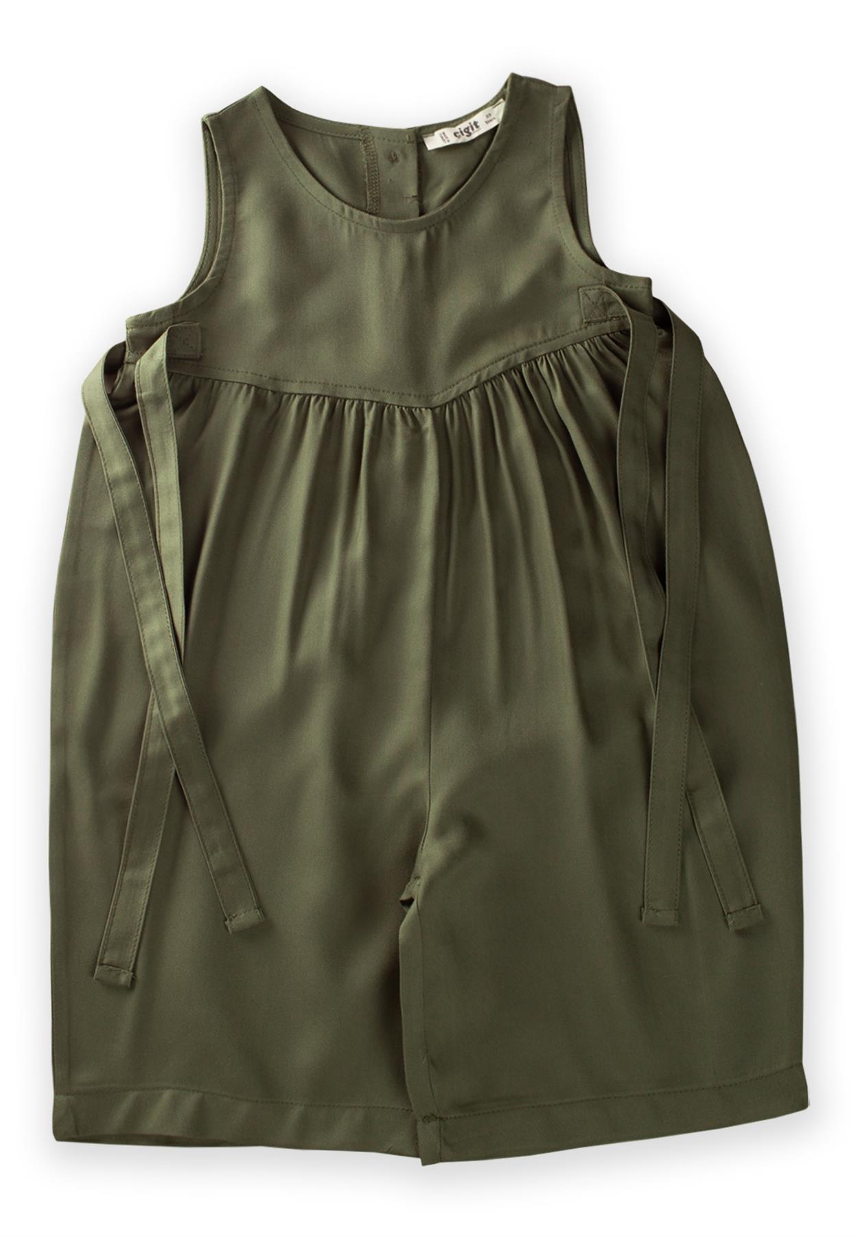 CigitSleeveless Lace-Up Jumpsuit 2-6 Years Khaki Green