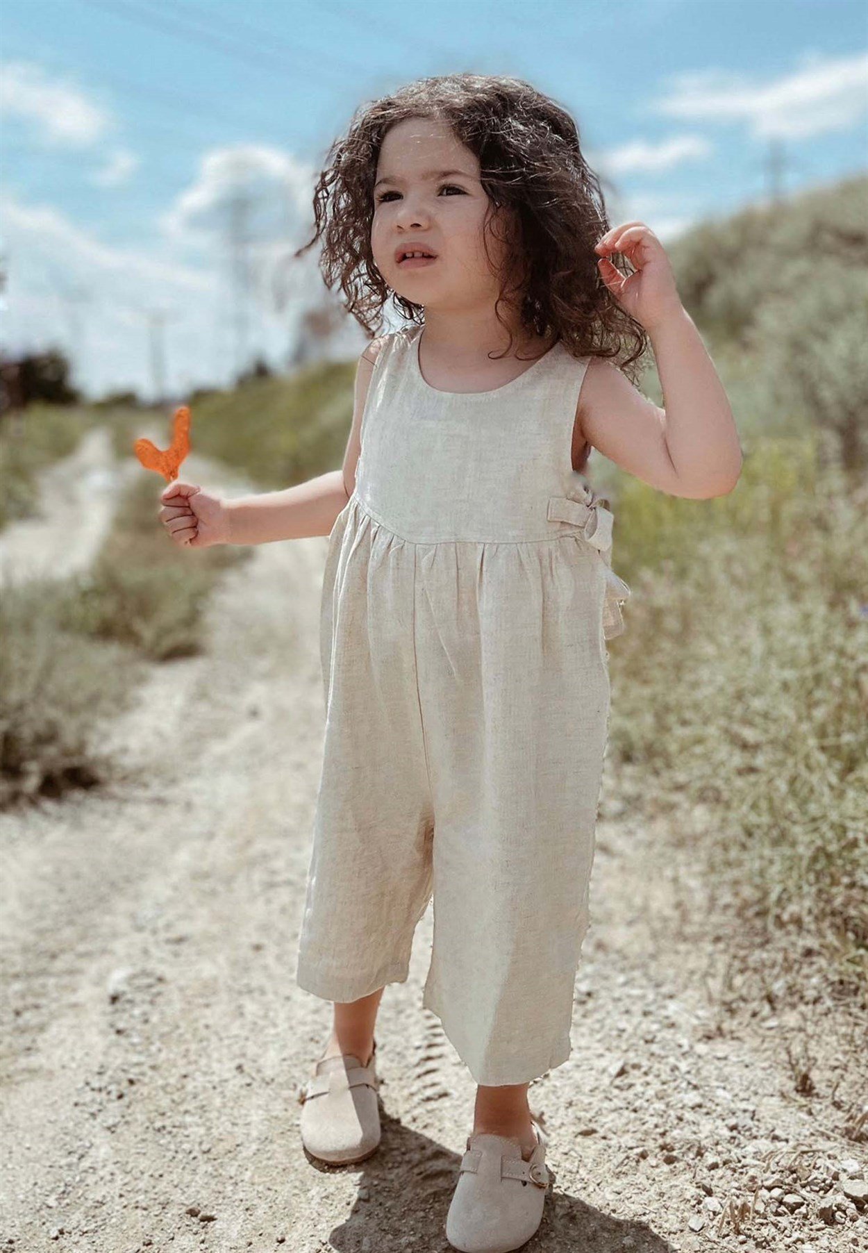 20062 - 5172CigitKolsuz Bağcıklı Tulum 2-6 Yaş NATUREL 