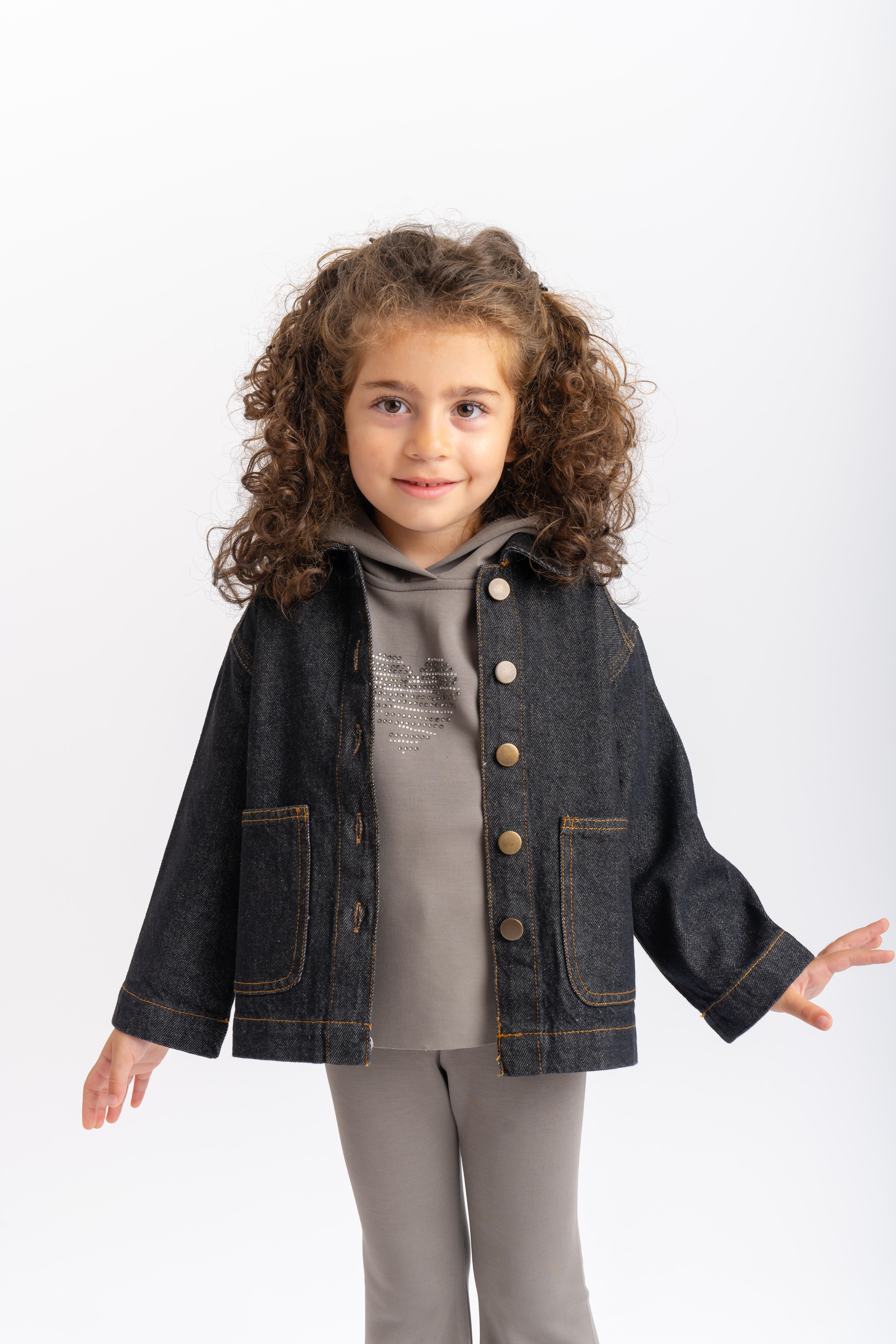 CigitKoyu Yıkama Kot Ceket 2-7 Yaş Siyah