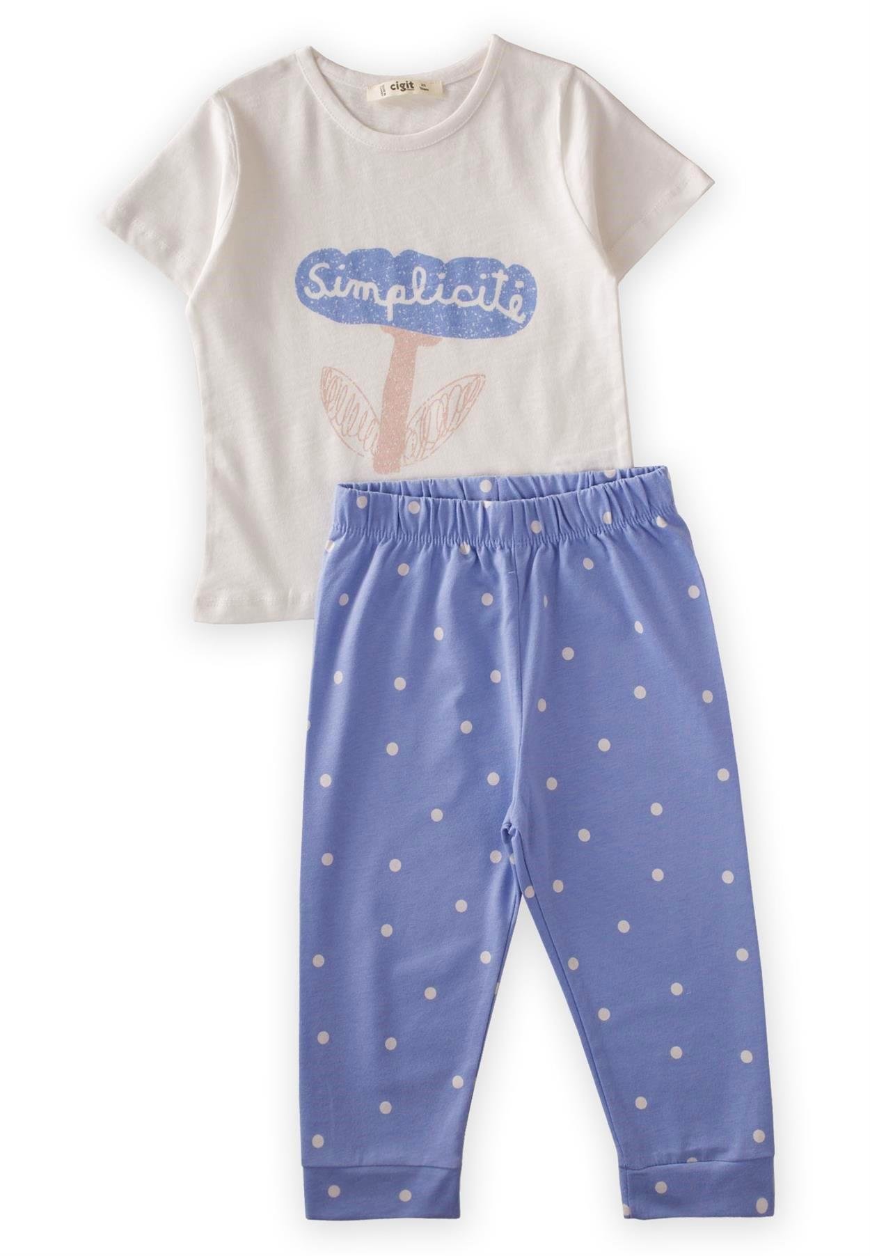 CigitMantar Baskılı Pijama Takım 2-8 Yaş Ekru