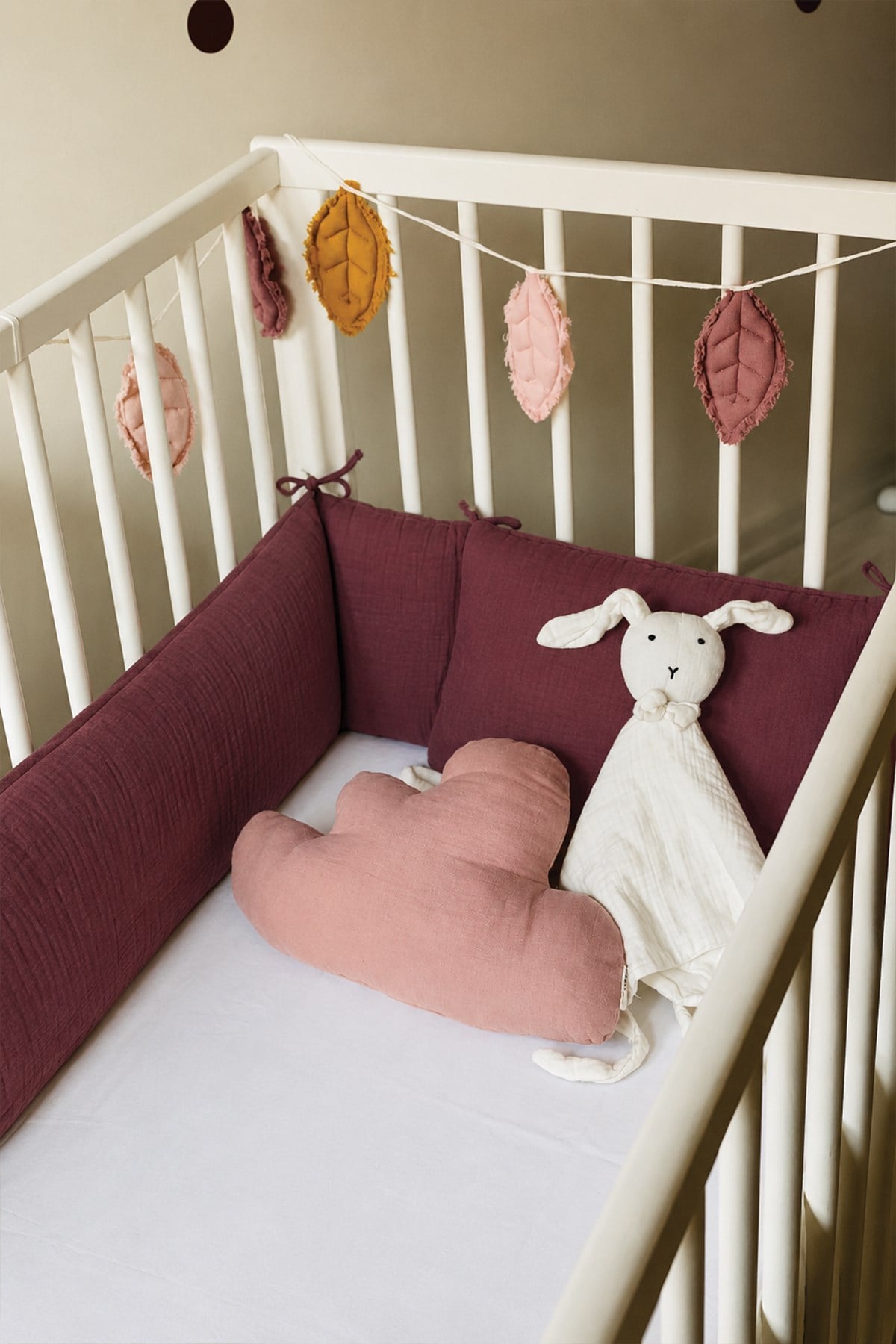 CigitMüslin Bebek Yatak Koruma Yastık Seti (Yıkanmıştır) 32X180 cm +/- 2 cm MÜRDÜM