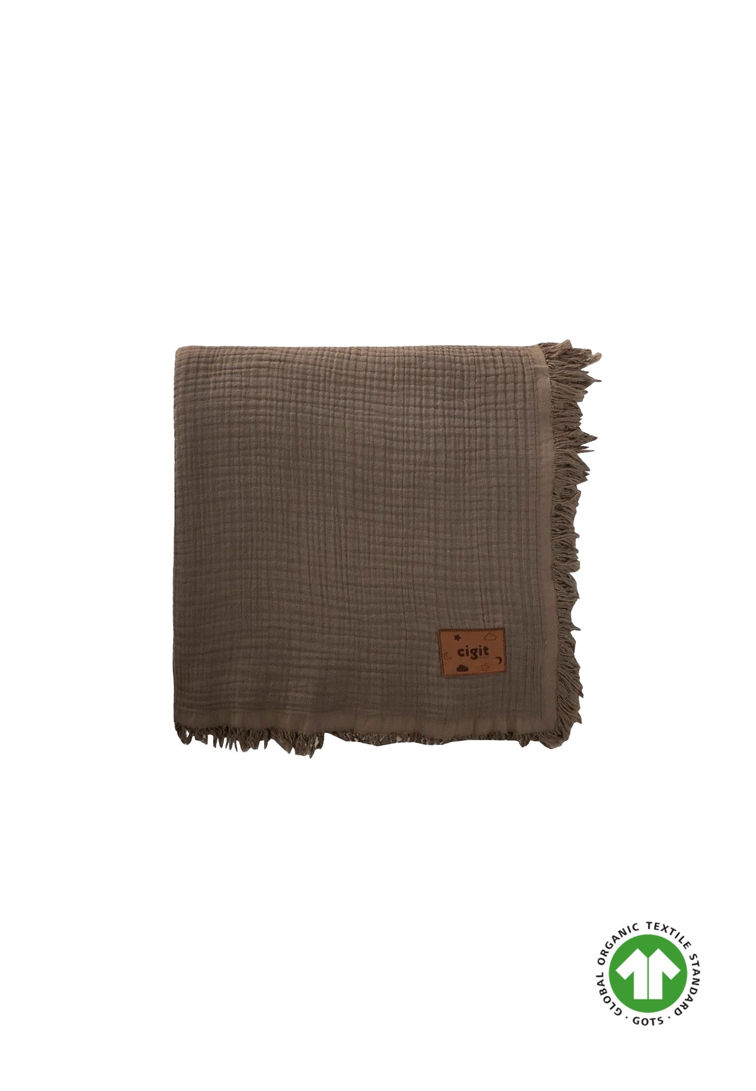 CigitOrganik Müslin Dört Kat Yatak Örtüsü 200X220 Cm K Bej