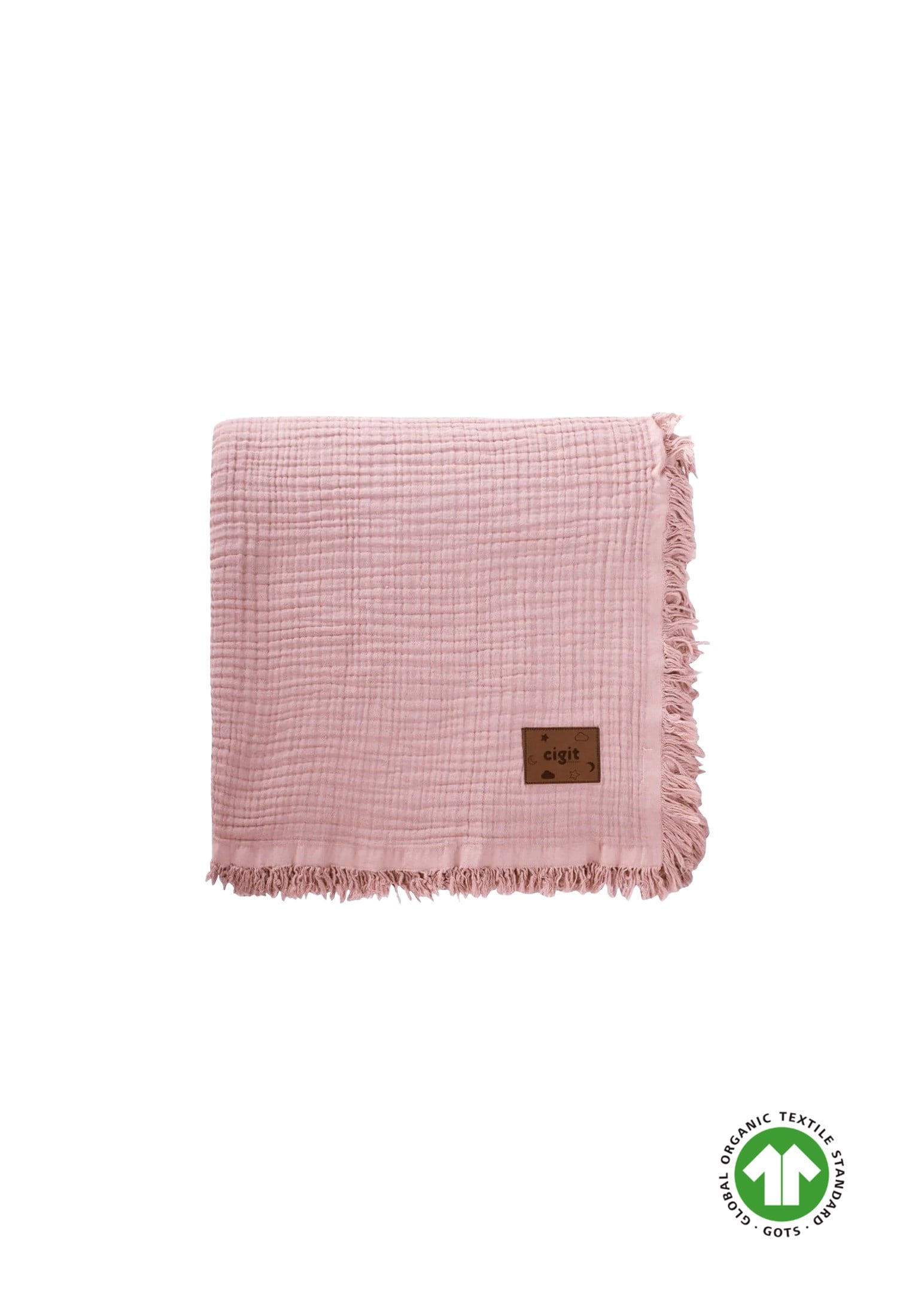 CigitMüslin Dört Kat Yatak Örtüsü 200X220 Cm Pudra Pembe