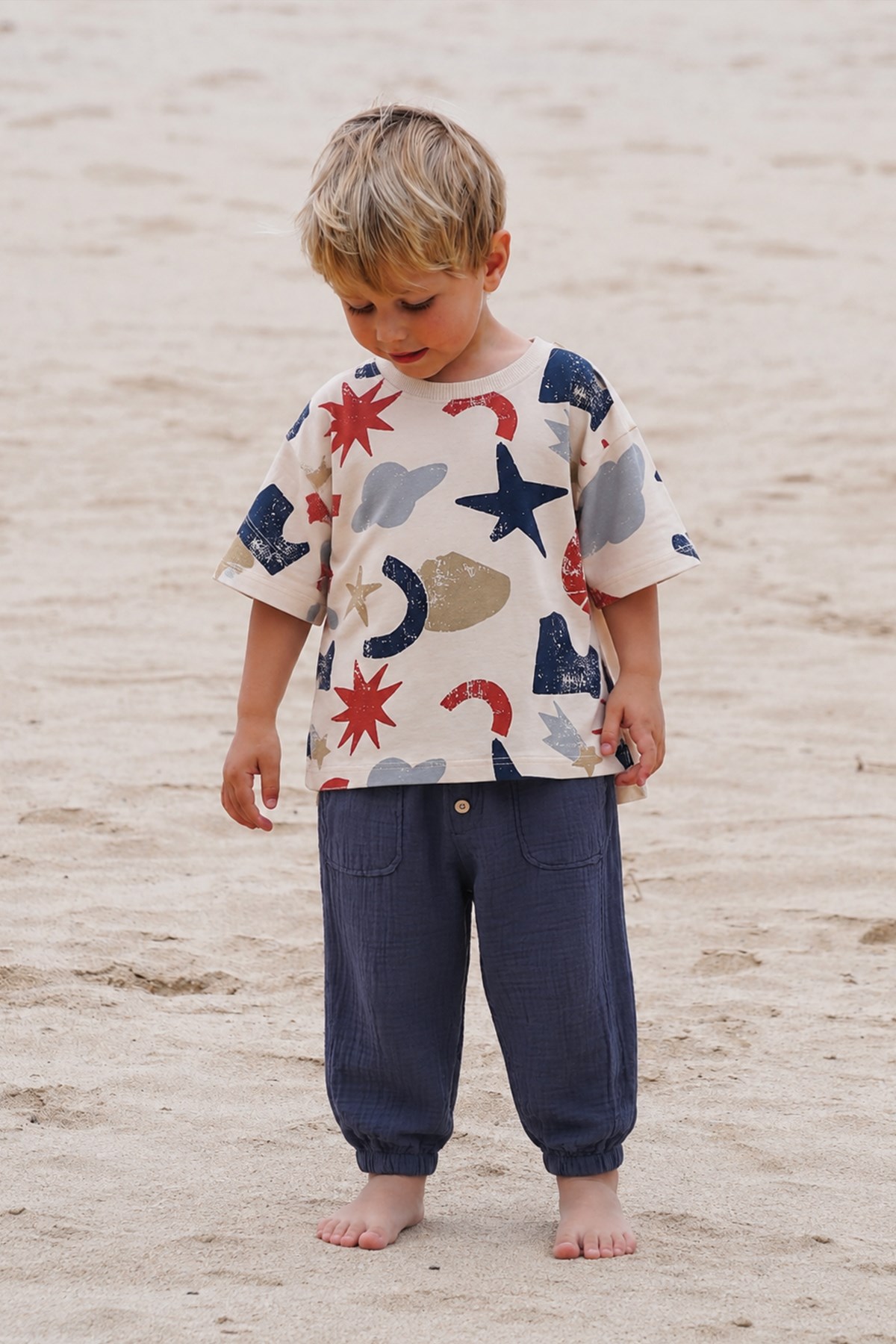 CigitMüslin Pantolonlu T-Shirt Takım 2-10 Yaş Bej