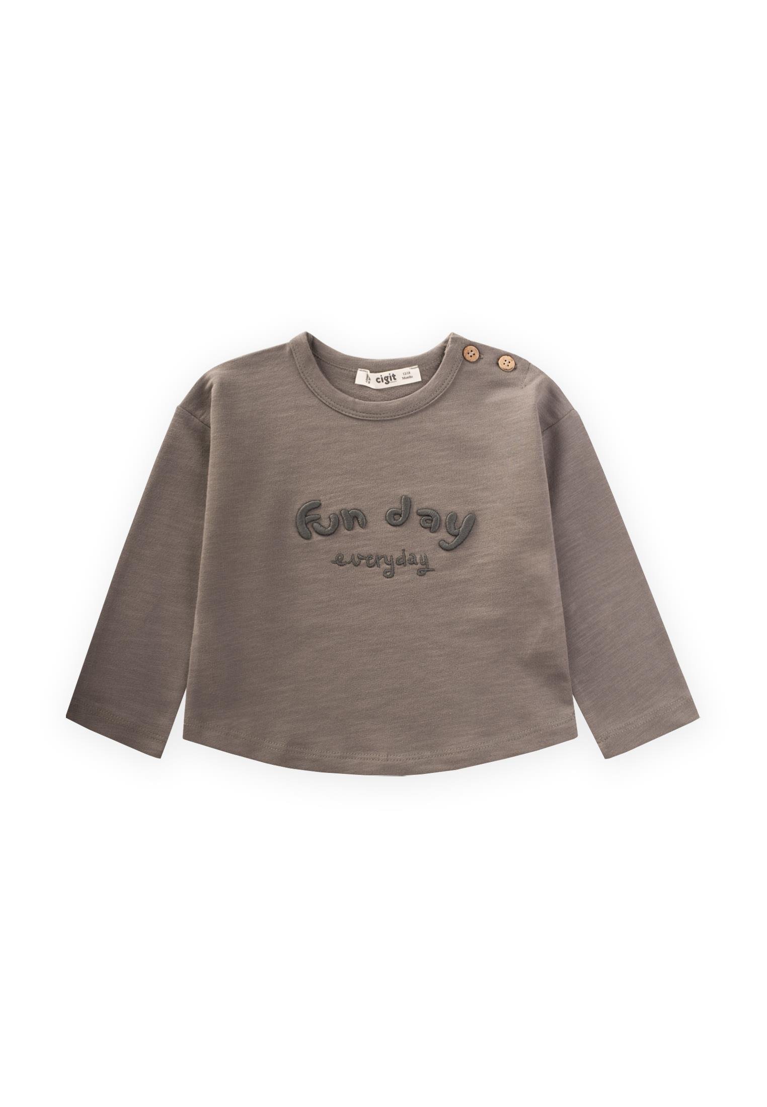 CigitNakışlı Sweatshirt 1-5 Yaş Vizon