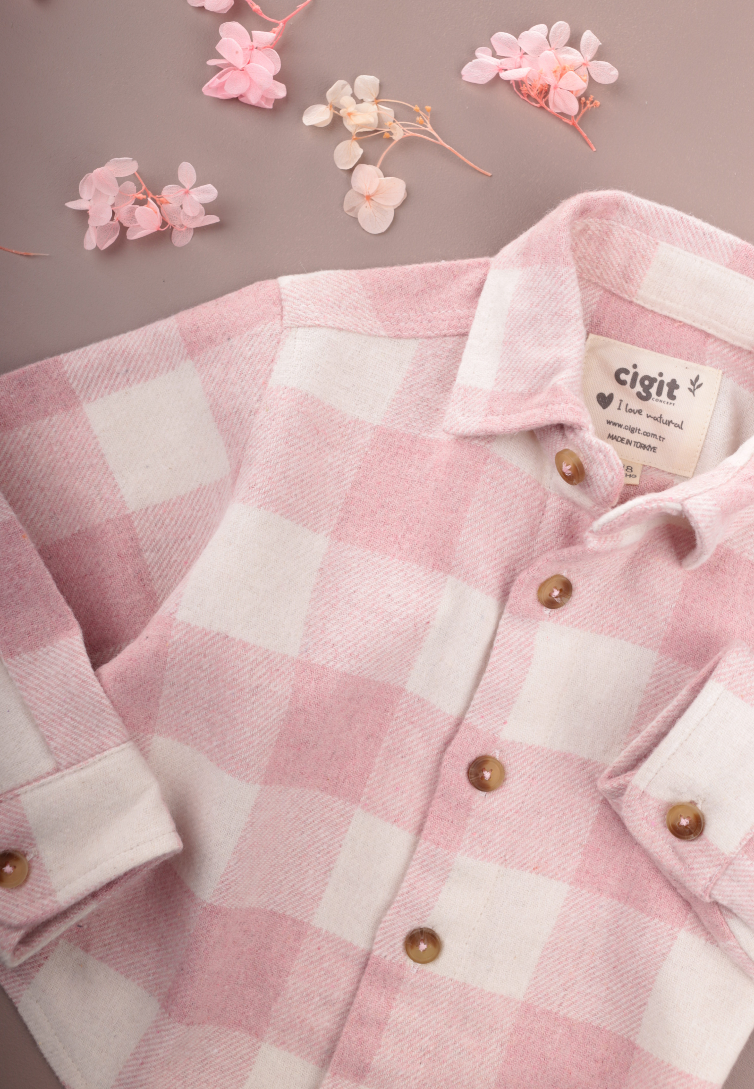 CigitOduncu Gömleği 1-9 Yaş PEMBE EKOSE