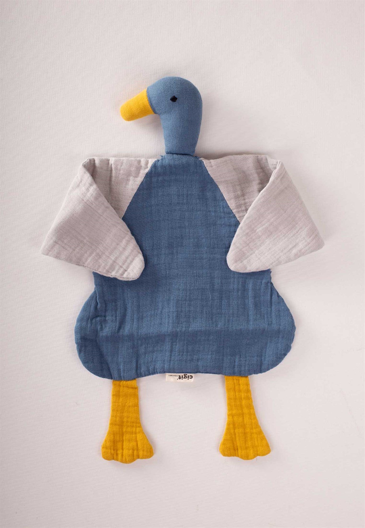 100279 - 5014CigitÖrdek Müslin Uyku Arkadaşı (Yıkanmıştır) 35x35 cm İndigo - Gri