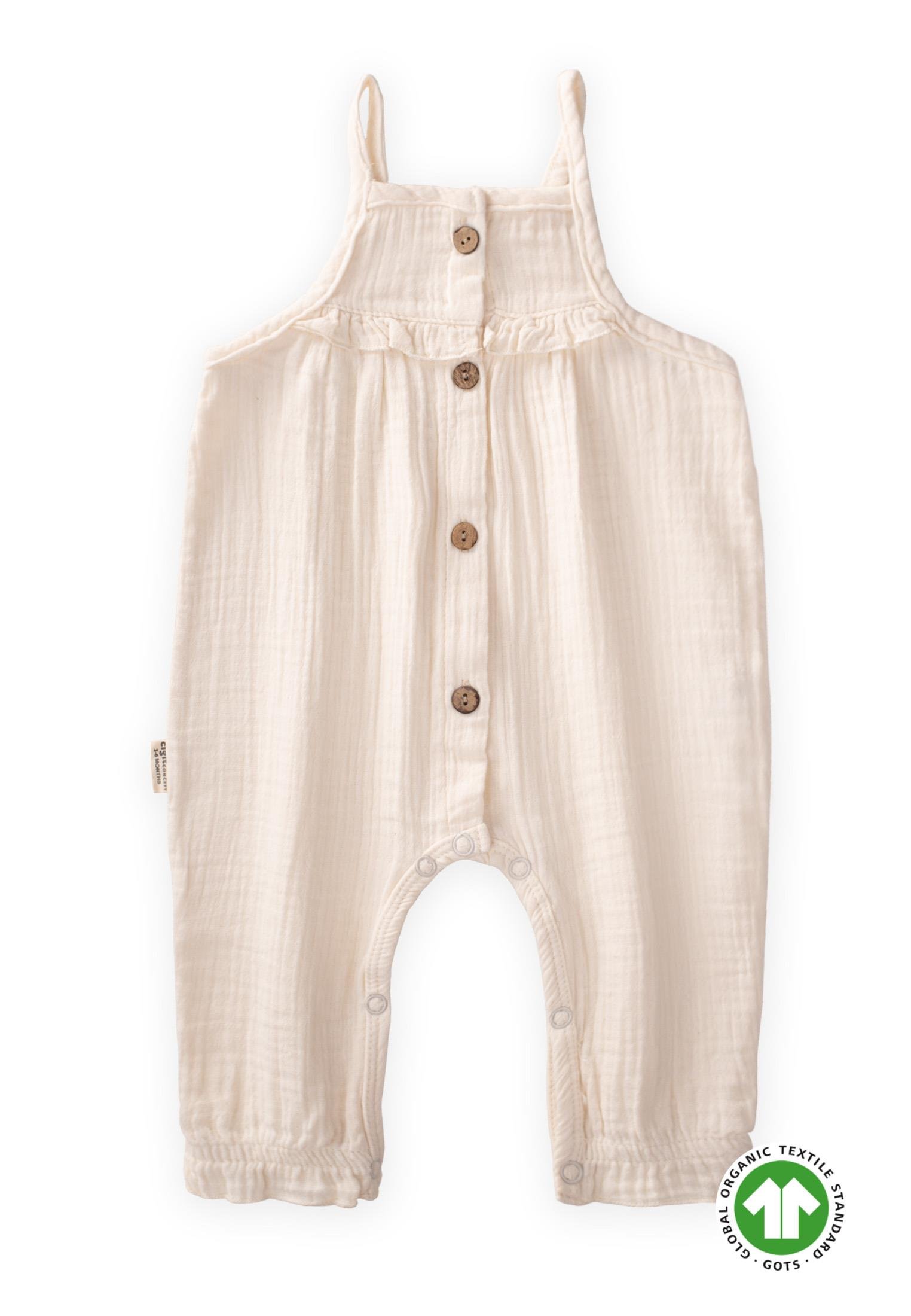 CigitOrganic Askılı Tulum 0-2 Yaş NATUREL