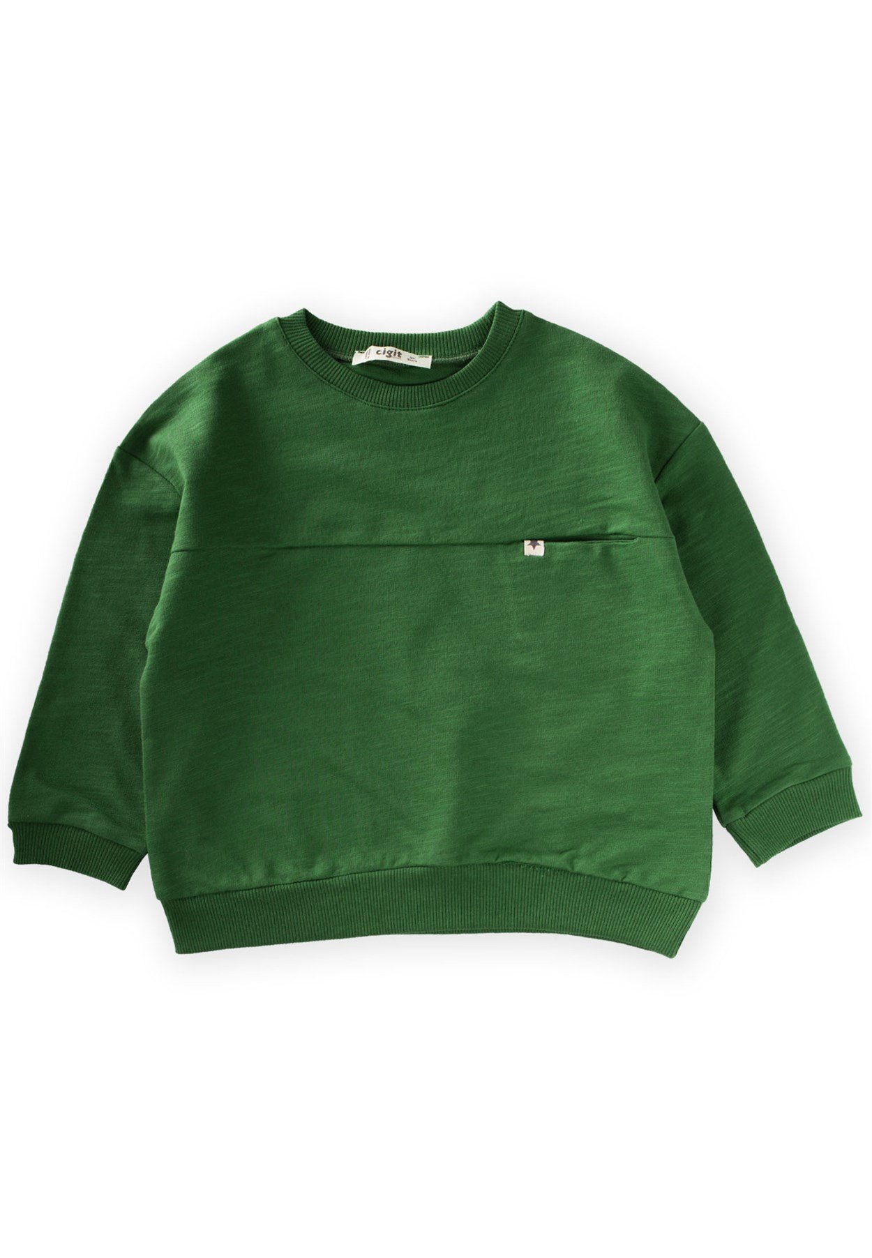 70966 - 5053Oversize Gizli Cepli Sweatshirt 3-9 Yaş Yağ Yeşili - CigitCigitOversize Gizli Cepli Sweatshirt 3-9 Yaş Yağ Yeşili