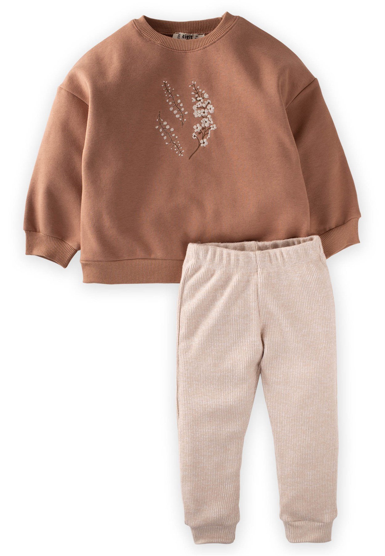 CigitOversize Sweatshirt Takım 2-8 Yaş Kahve