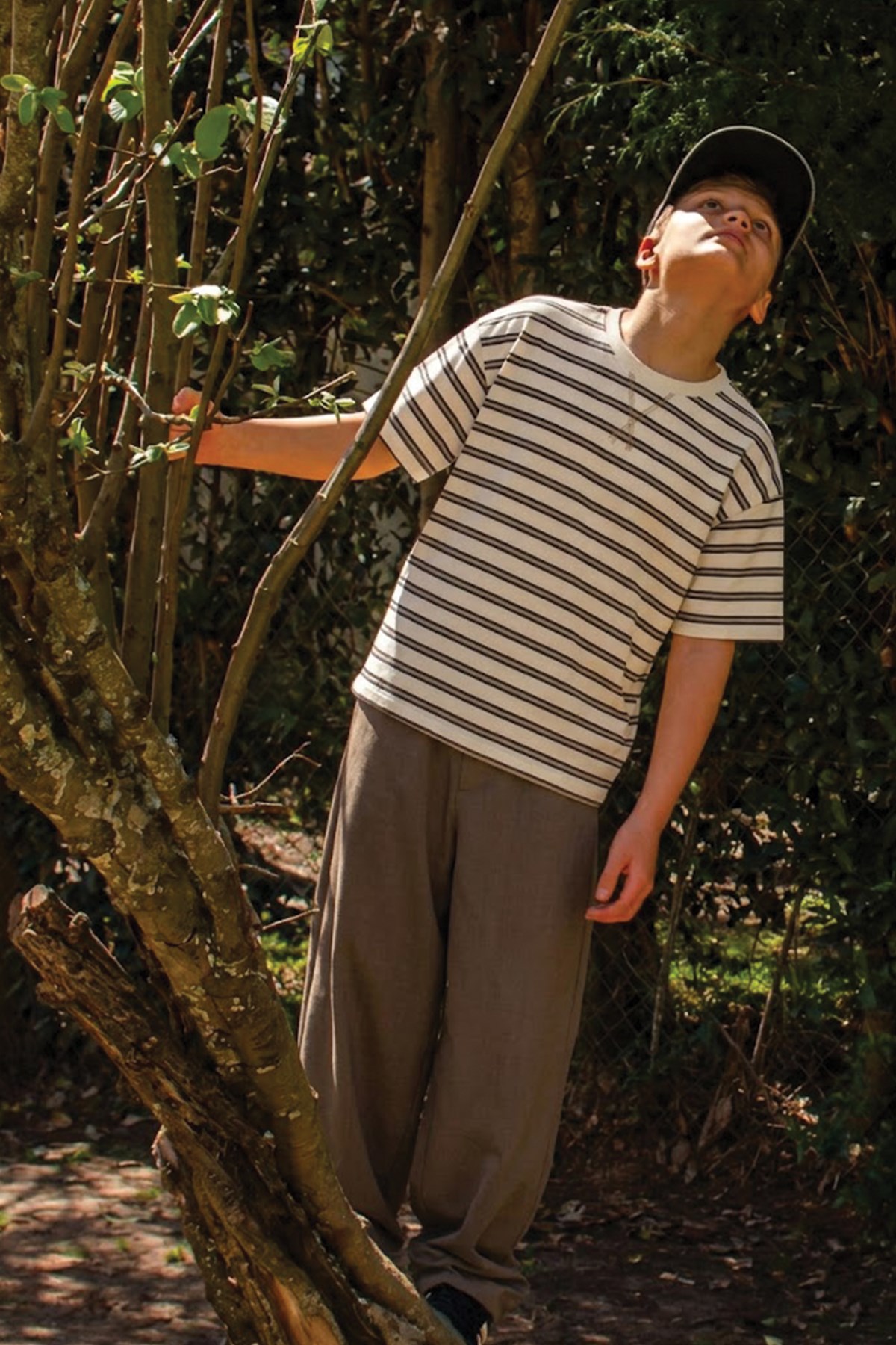 CigitOversize T-Shirt  Geniş Kesim Pantolon Takım 2-10 Yaş Antrasit Çizgili