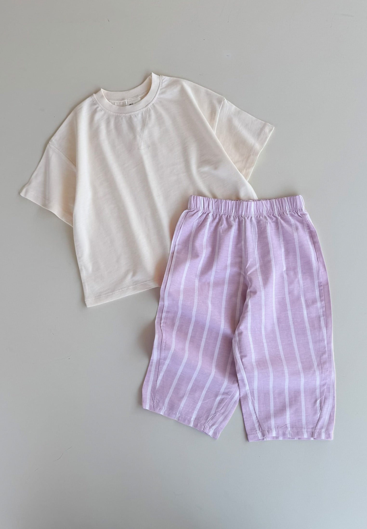 CigitOversize T-Shirt Takım 2-10 Yaş Ekru