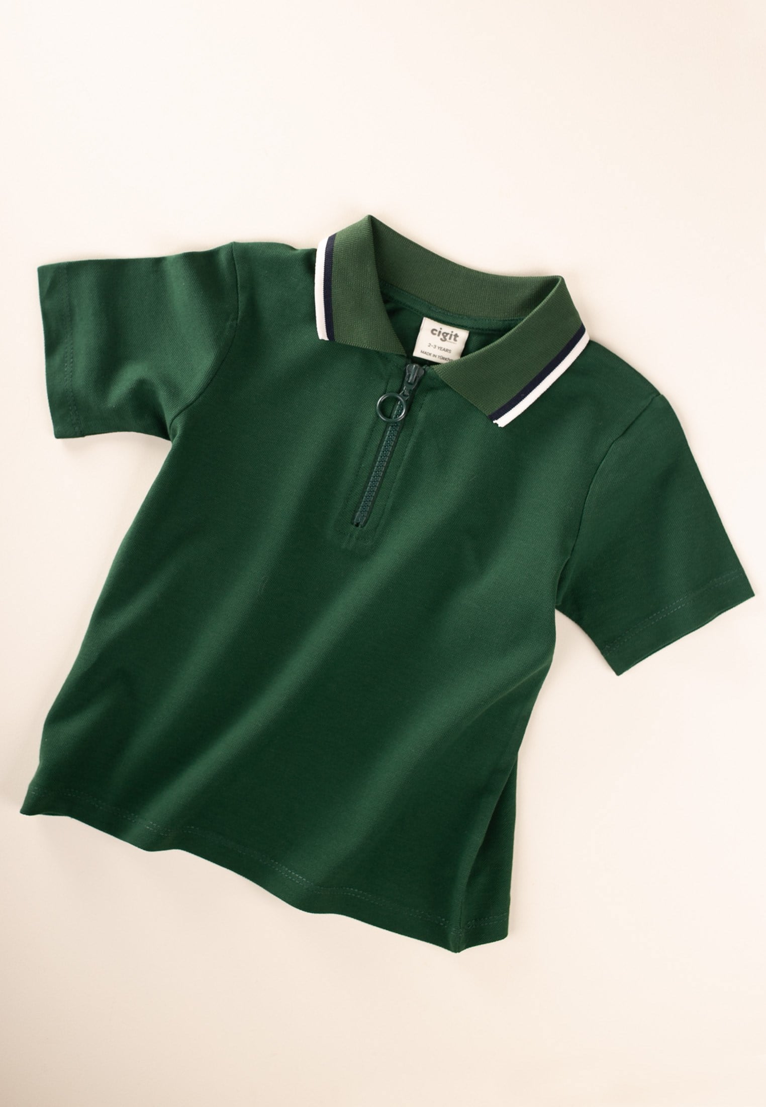 CigitPolo Yaka T-Shirt 2-10 Yaş Haki Yeşil