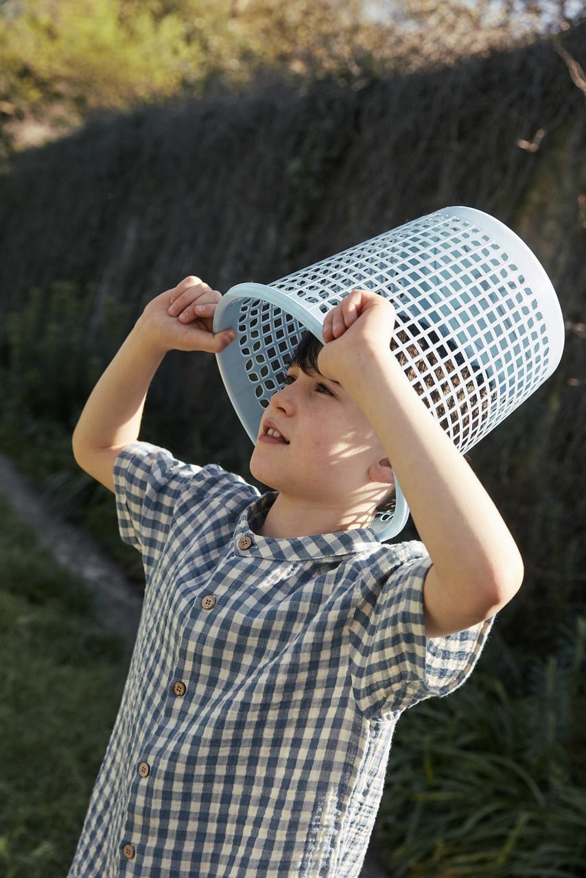 CigitPöti Kare Desenli Gömlek 1-8 Yaş İndigo Mavi