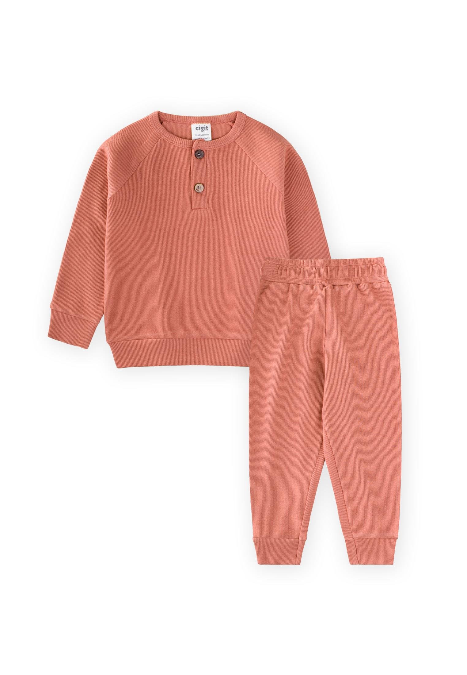 CigitReglan Kol Patlı Erkek Basıc Takım 1-5 Yaş Oranj