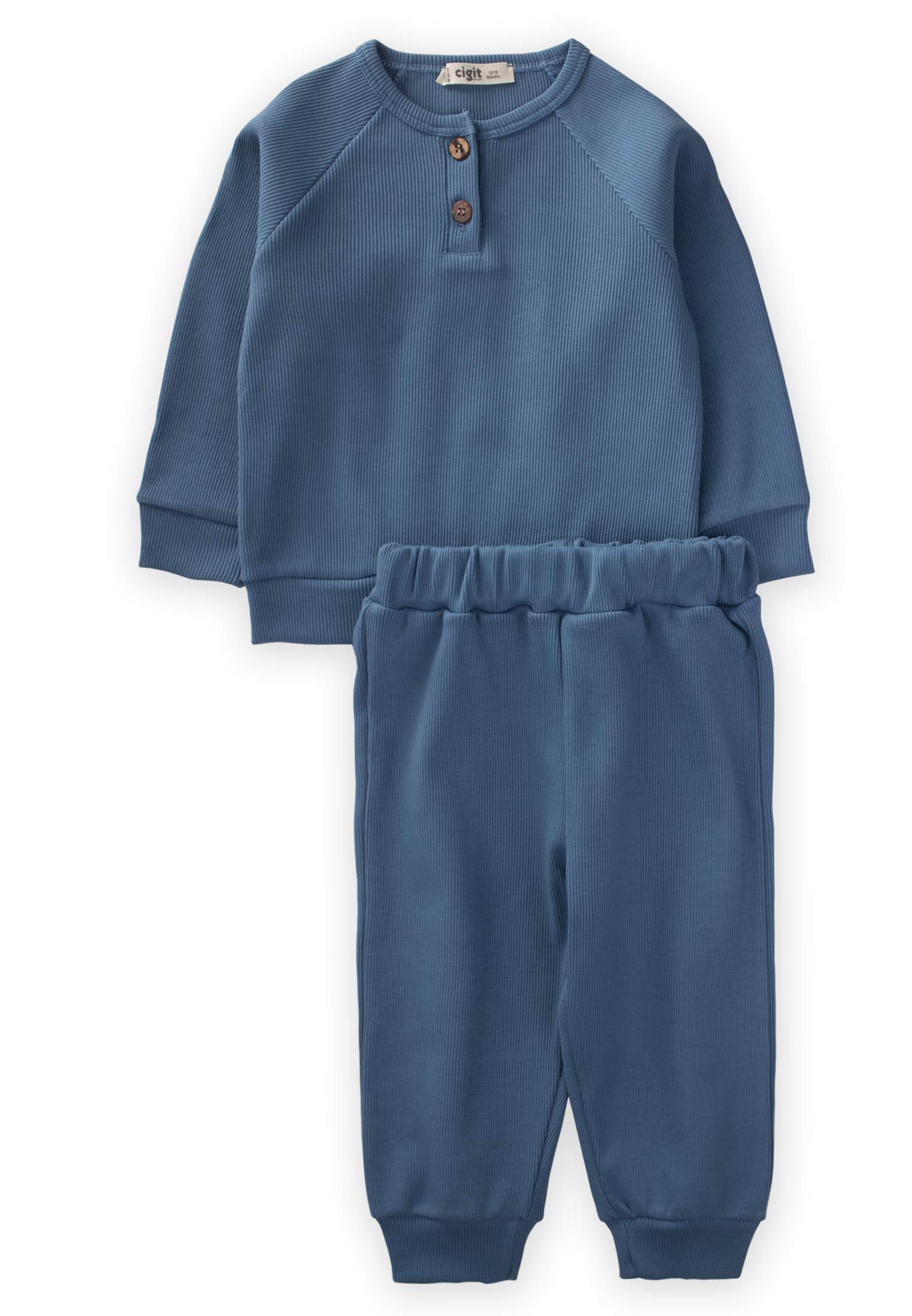 CigitR. Kol Patlı Erkek Basıc Takım 1-5 Yaş İNDİGO MAVİ 
