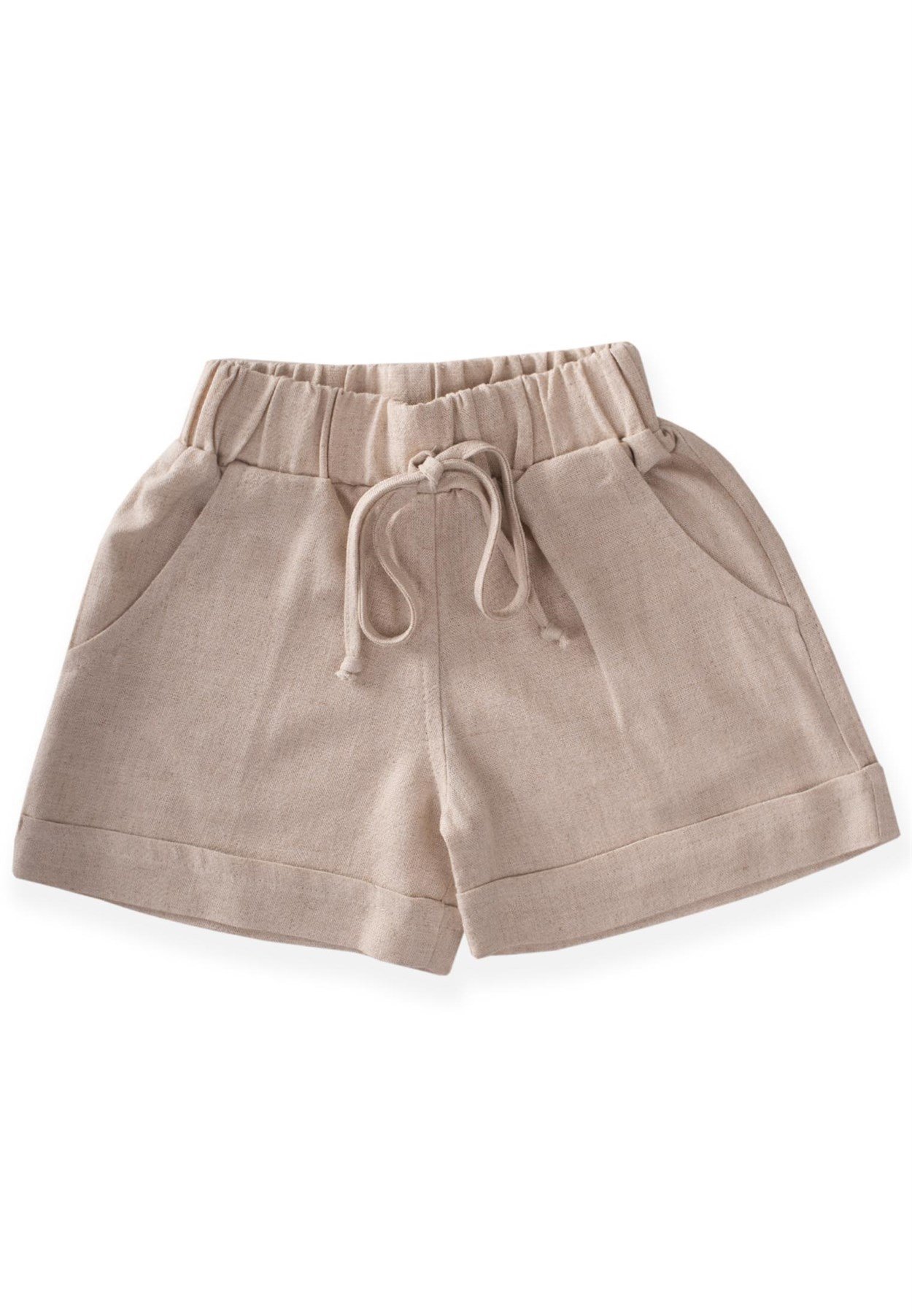 20091 - 5172CigitSarh Keten Şort 2-9 Yaş NATUREL