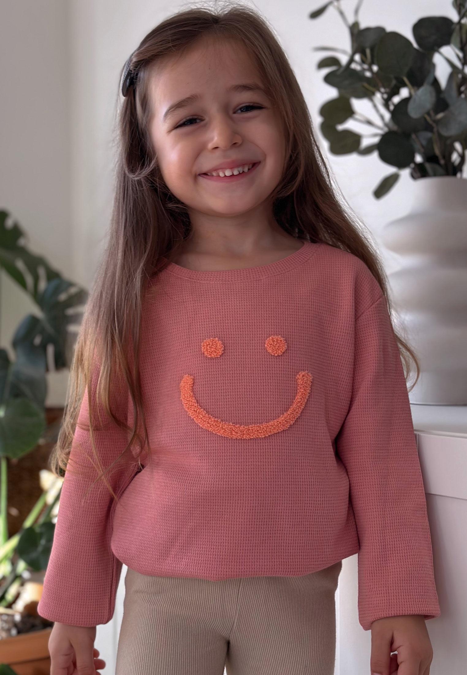 CigitSmile Süzene Nakışlı Waffle Mevsimlik T-Shırt 2-10 Yaş Koyu Pembe