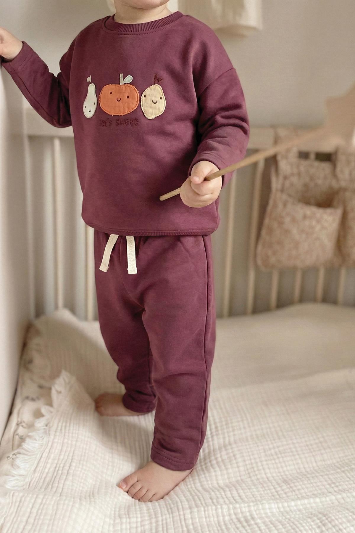 CigitSweatshırt Takım 1-5 Yaş Mürdüm