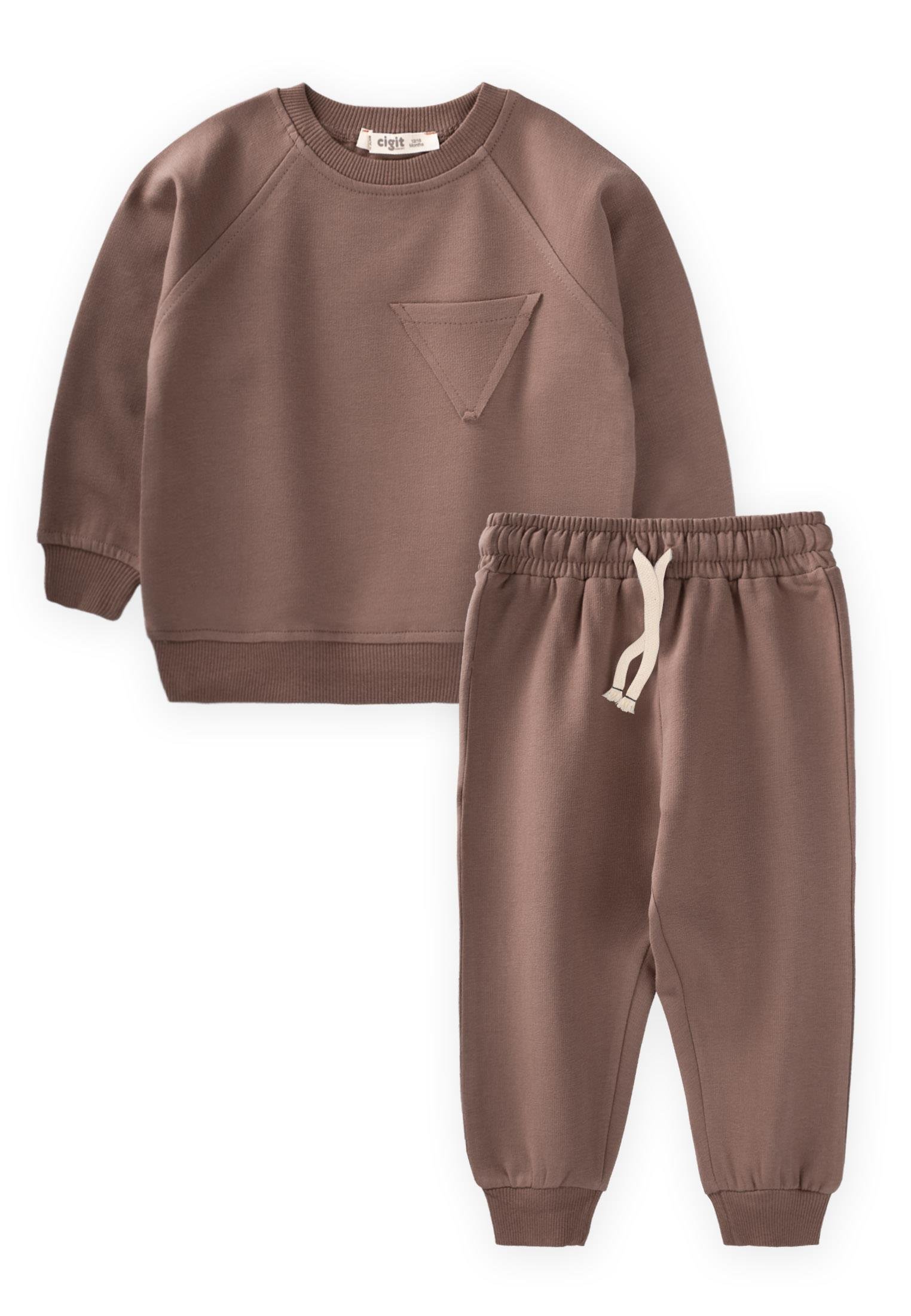 CigitTriangle Pocket Sweatshirt Set 1-7 Years MINK