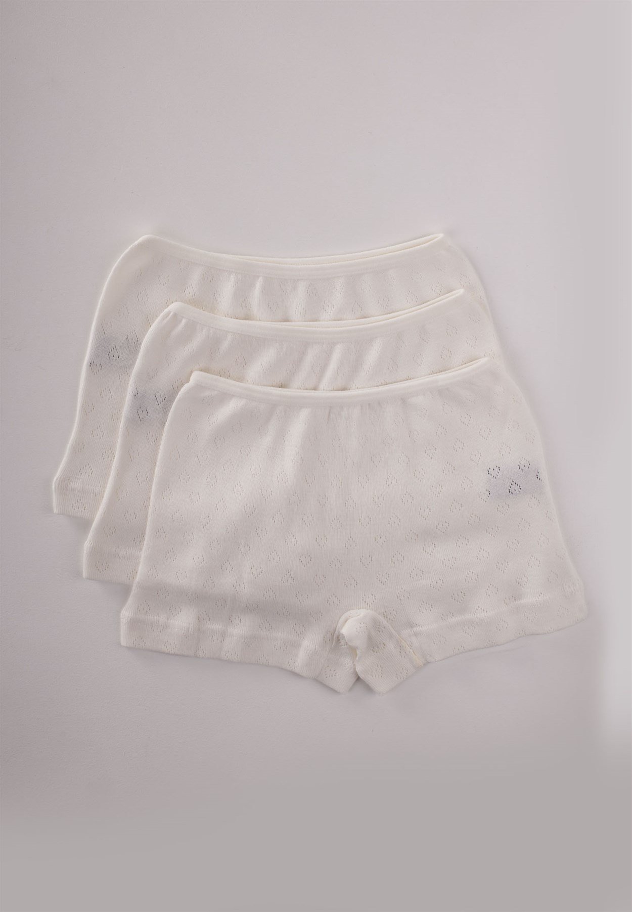 CigitÜçlü Kız Boxer Set 2-9 yaş Ekru Kalp Desenli