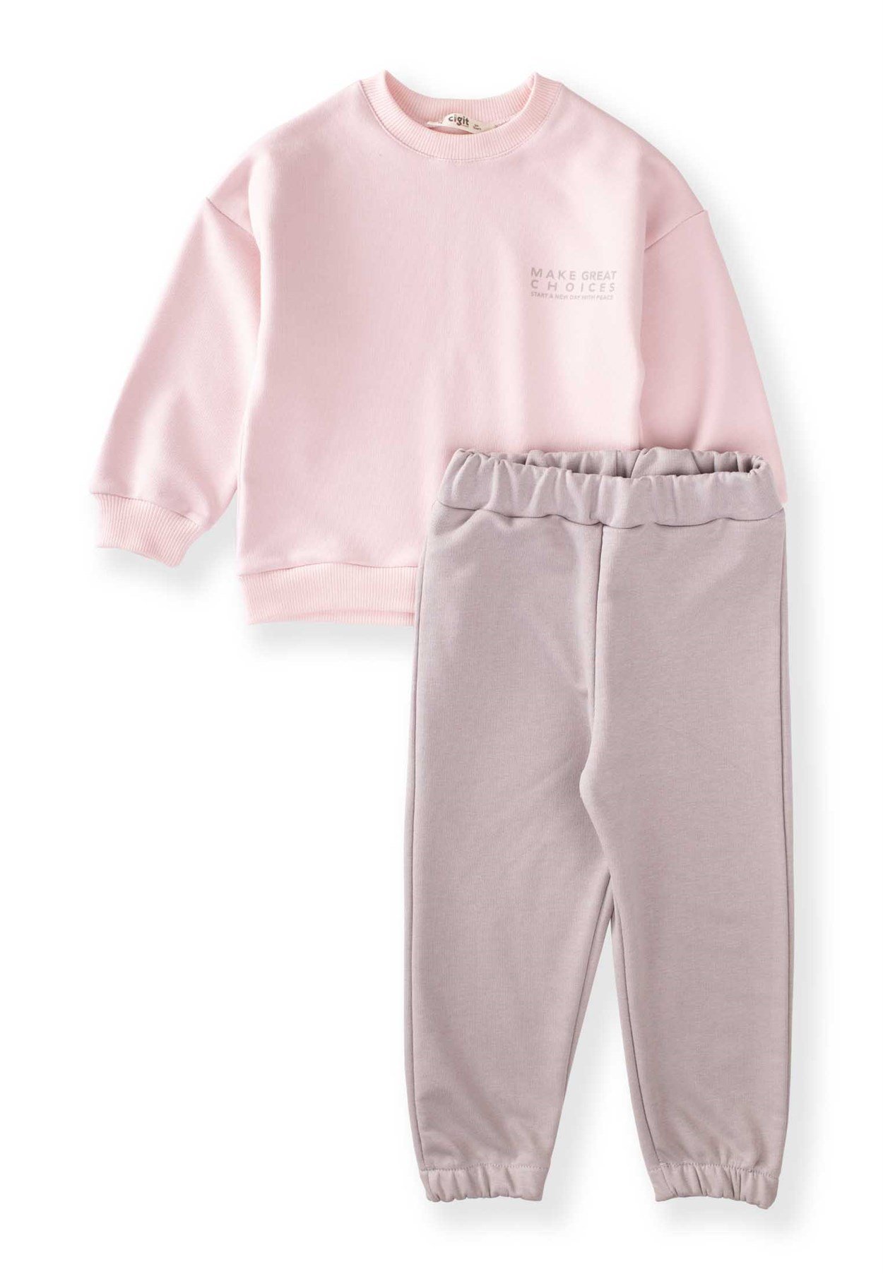 81000 - 5002Yazı Baskılı Sweatshirt Takım 3-8 Yaş Pudra Pembe - Fırsat ÜrünüCigitYazı Baskılı Sweatshirt Takım 3-8 Yaş Pudra Pembe