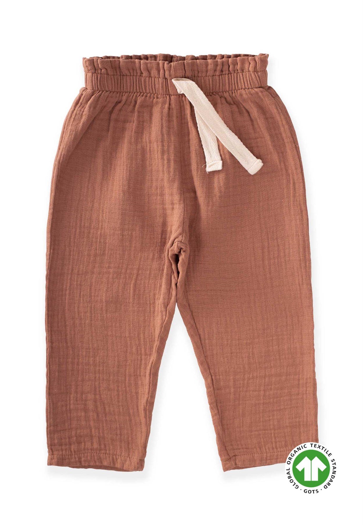 CigitBeli Fırfırlı Geniş Kesim Müslin Pantolon 1-8 Yaş Kahverengi