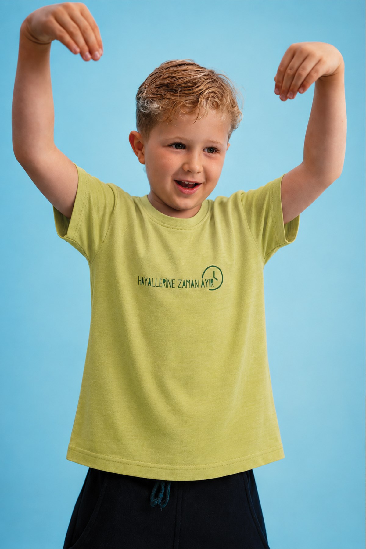 CigitSlogan Baskılı T-Shirt 2-10 Yaş arası Lime