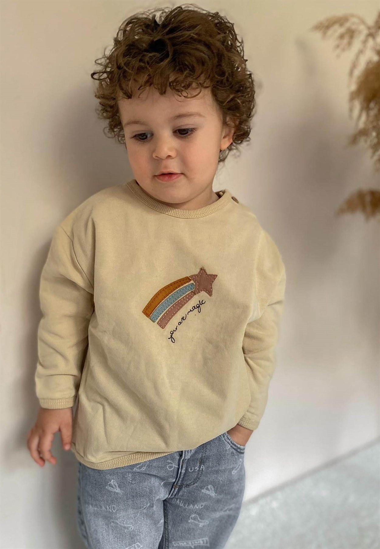 CigitYıldız Aplikeli Sweat 1-5 Yaş Kum