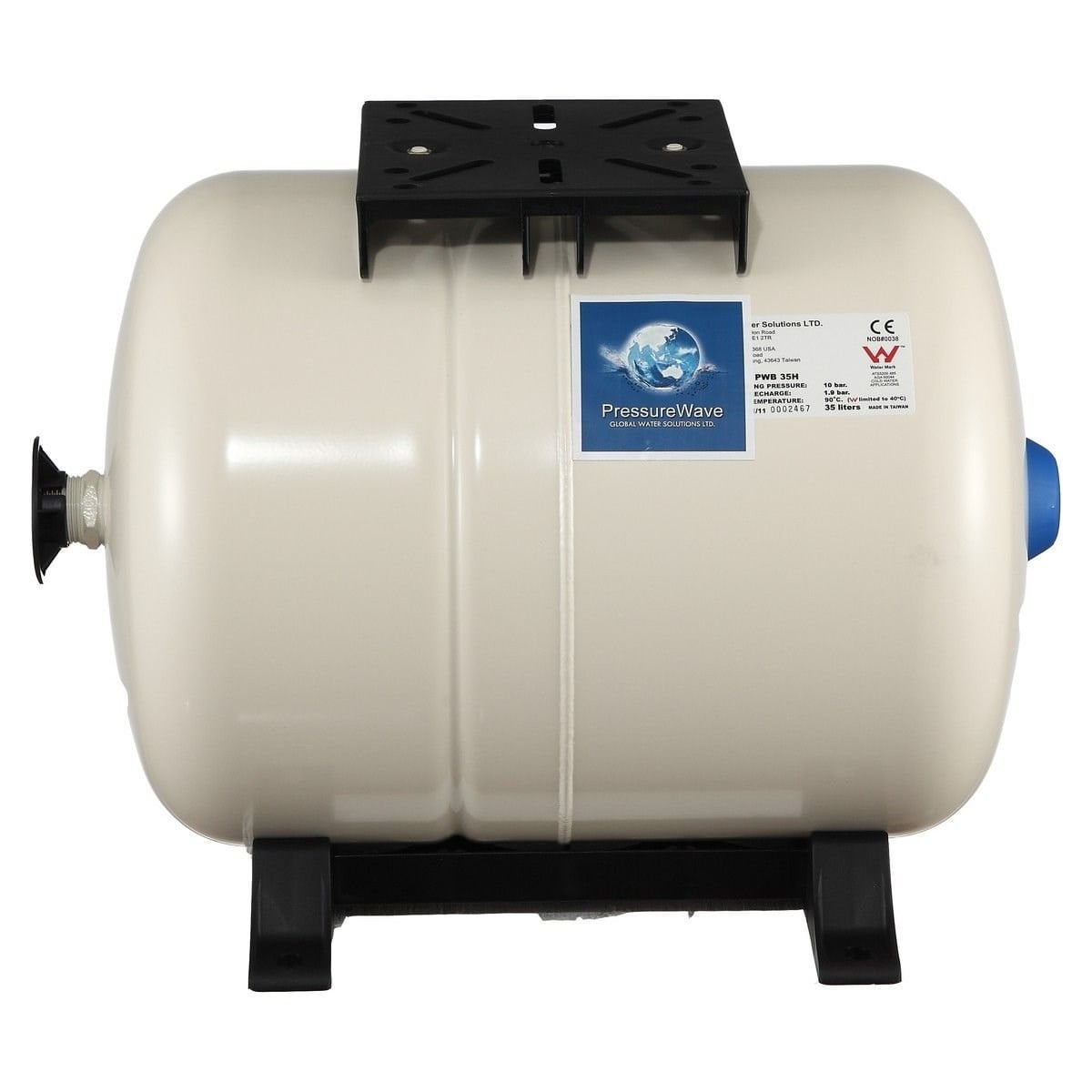 Global 35 Litre Yatay Ayaklı Patlamayan Genleşme Tankı 10 Bar 90 C  1'' Bağlantı