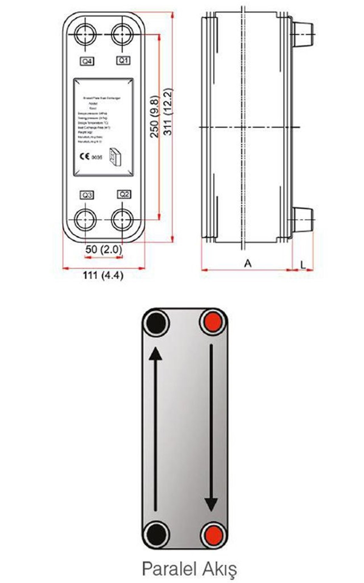 Mit MB-05 - 36 Plaka Kaynaklı Plakalı Isı Eşanjör Bağlantı 1''- 1'' Kapasite 2100 Litre/Saat