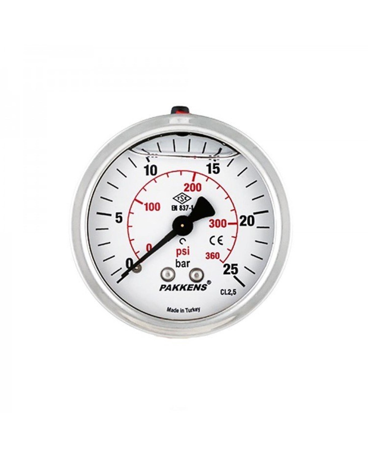 Pakkens 0-1.6 Bar 100 mm Arkadan Bağlantılı Panotipi Gliserinli Manometre G 1/2 inç