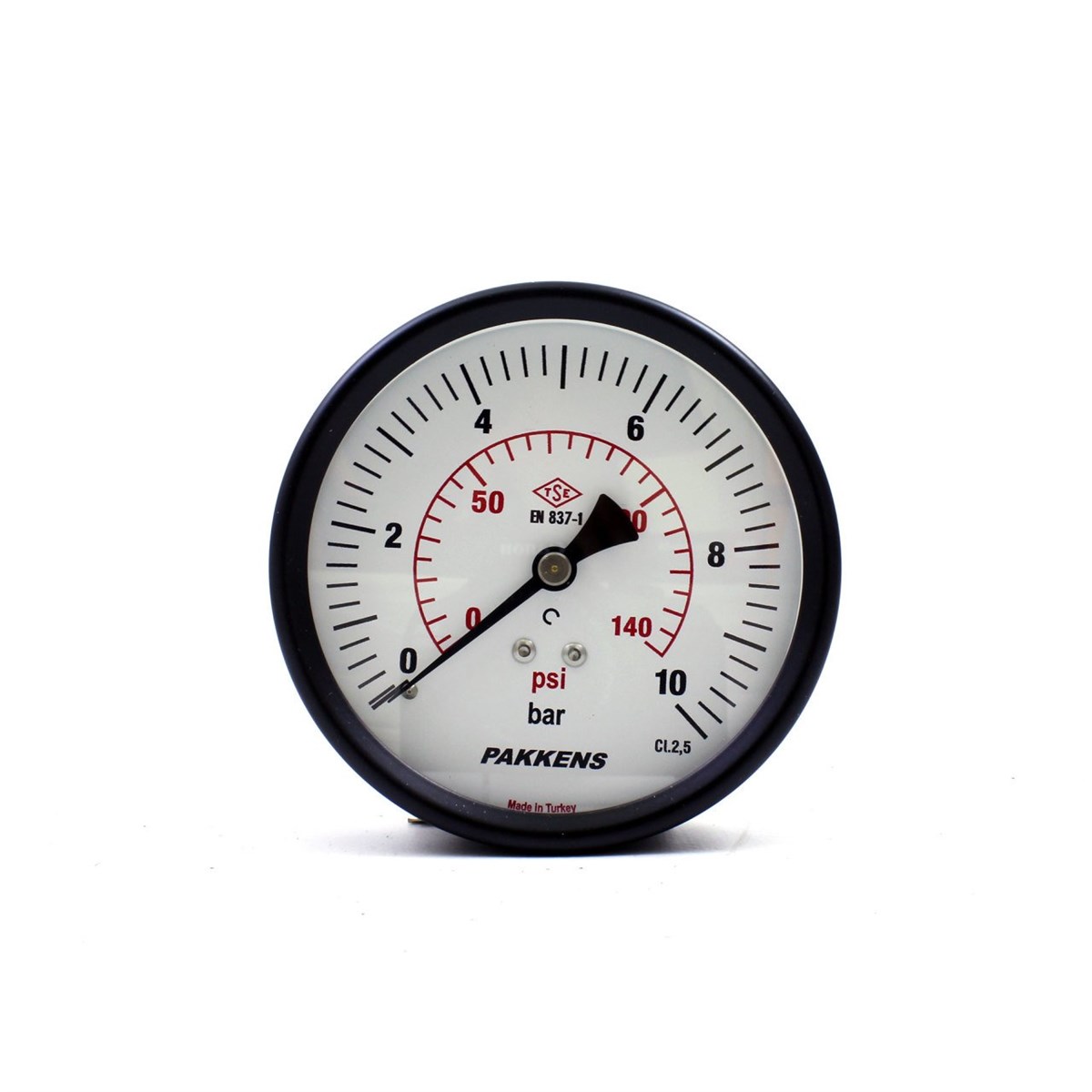 Pakkens 0-10 Bar 100 mm Arkadan Bağlantılı Kuru Manometre G 1/4 inç