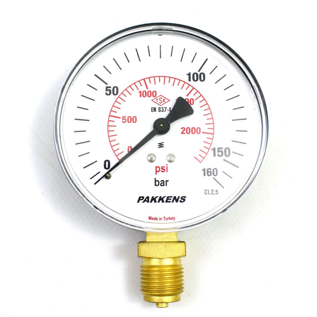 Pakkens 0-160 Bar 100 mm Alttan Bağlantılı Kuru Manometre G 1/2 inç