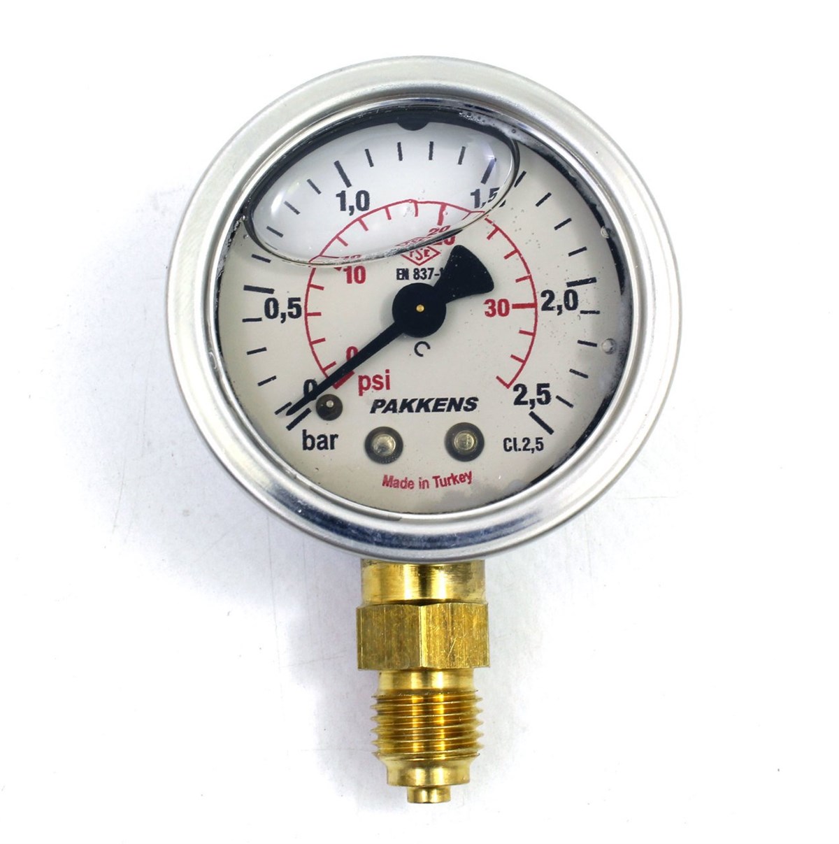 Pakkens 0-2.5 Bar 50 mm Alttan Bağlantılı Gliserinli Manometre G 1/4 inç