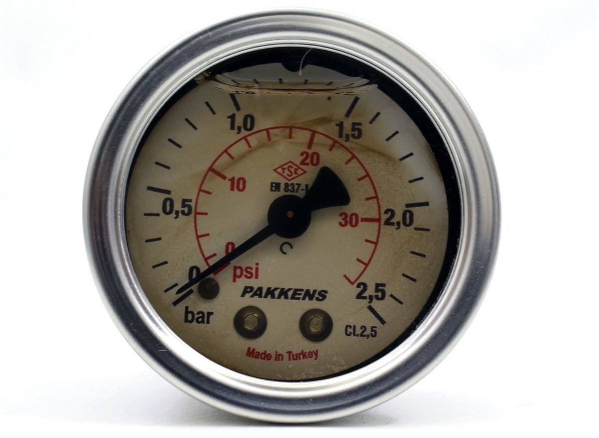 Pakkens 0-2.5 Bar 50 mm Arkadan Bağlantılı Gliserinli Manometre G 1/4 inç