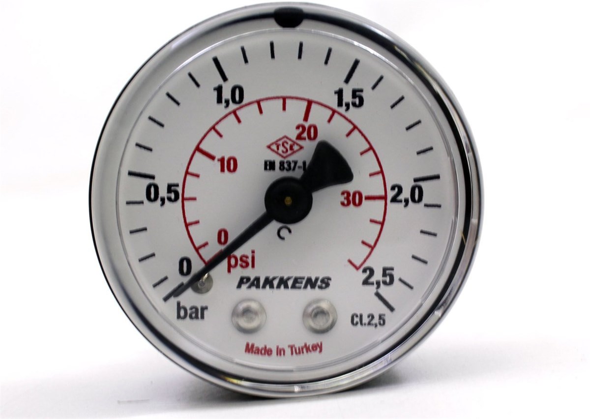 Pakkens 0-2.5 Bar 63 mm Arkadan Bağlantılı Kuru Manometre G 1/4 inç