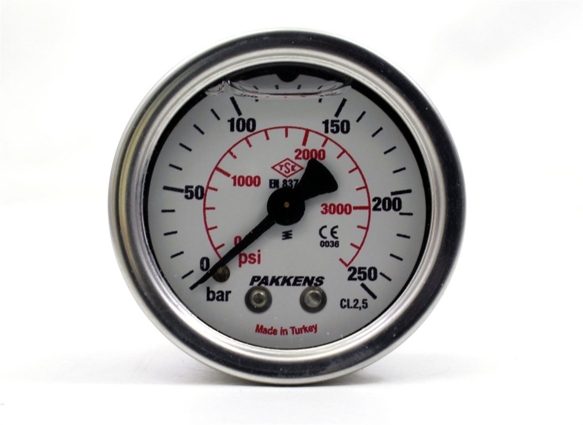 Pakkens 0-250 Bar 63 mm Arkadan Bağlantılı Gliserinli Manometre G 1/4 inç