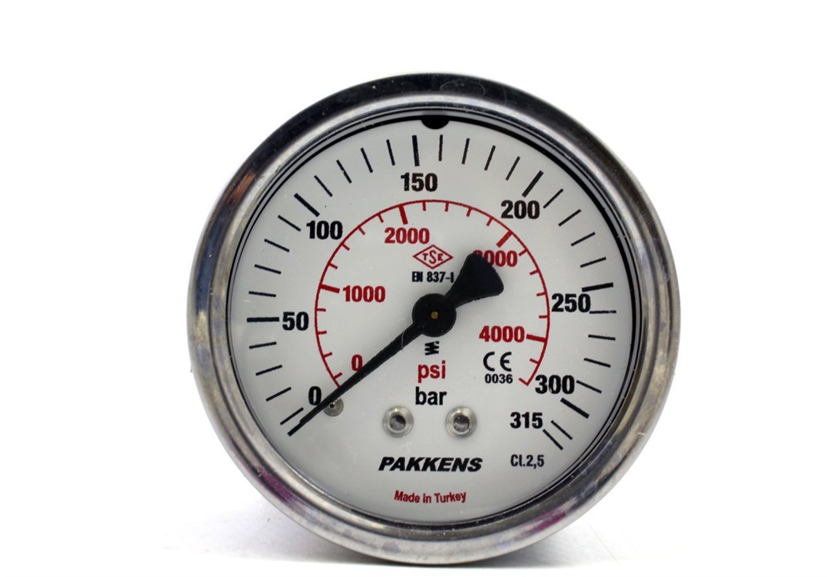 Pakkens 0-315 Bar 50 mm Panotipi Arkadan Bağlantılı Kuru Manometre G 1/8 inç