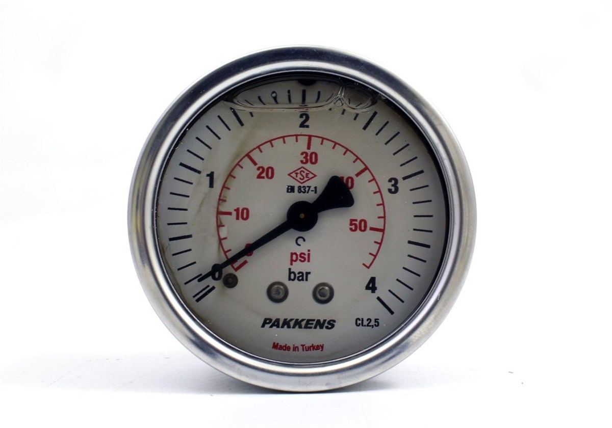 Pakkens 0-4 Bar 63 mm Arkadan Bağlantılı Gliserinli Manometre G 1/4 inç