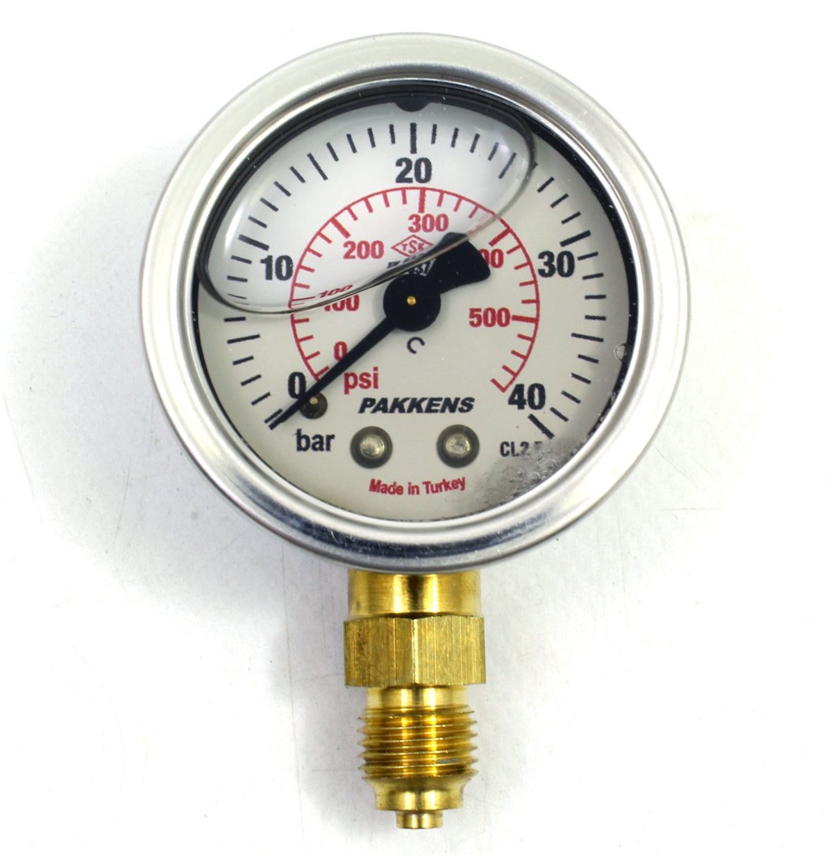 Pakkens 0-40 Bar 50 mm Alttan Bağlantılı Gliserinli Manometre G 1/4 inç