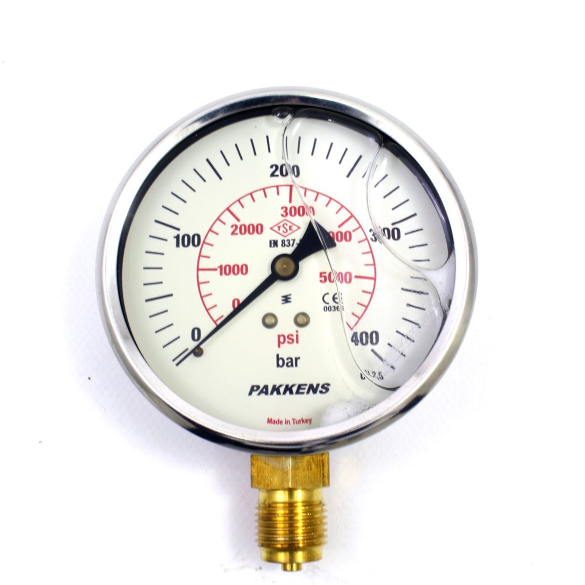 Pakkens 0-400 Bar 63 mm Alttan Bağlantılı Gliserinli Manometre G 1/4 inç