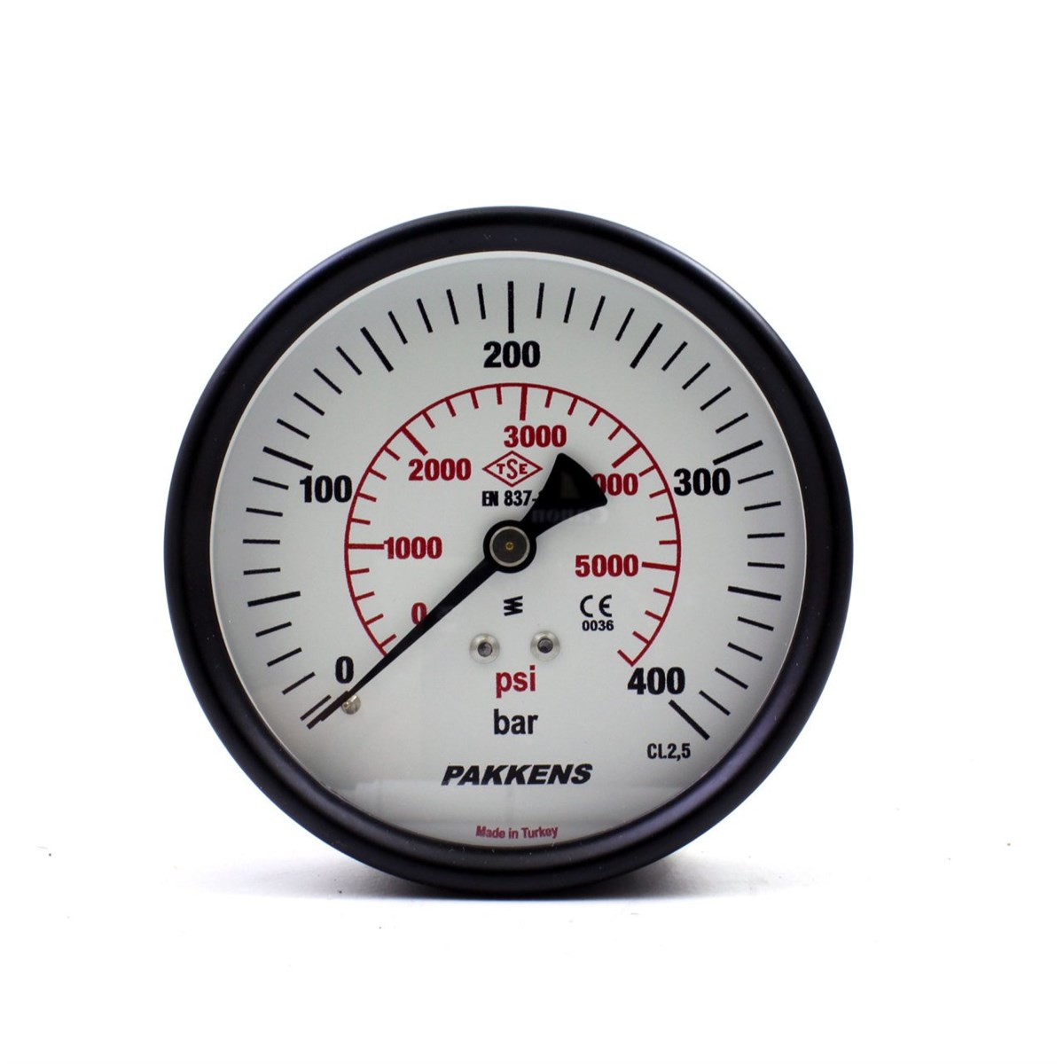 Pakkens 0-400 Bar 63 mm Arkadan Bağlantılı Kuru Manometre G 1/4 inç