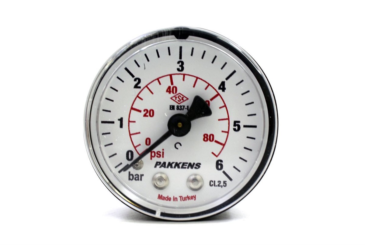 Pakkens 0-6 Bar 63 mm Arkadan Bağlantılı Kuru Manometre G 1/4 inç