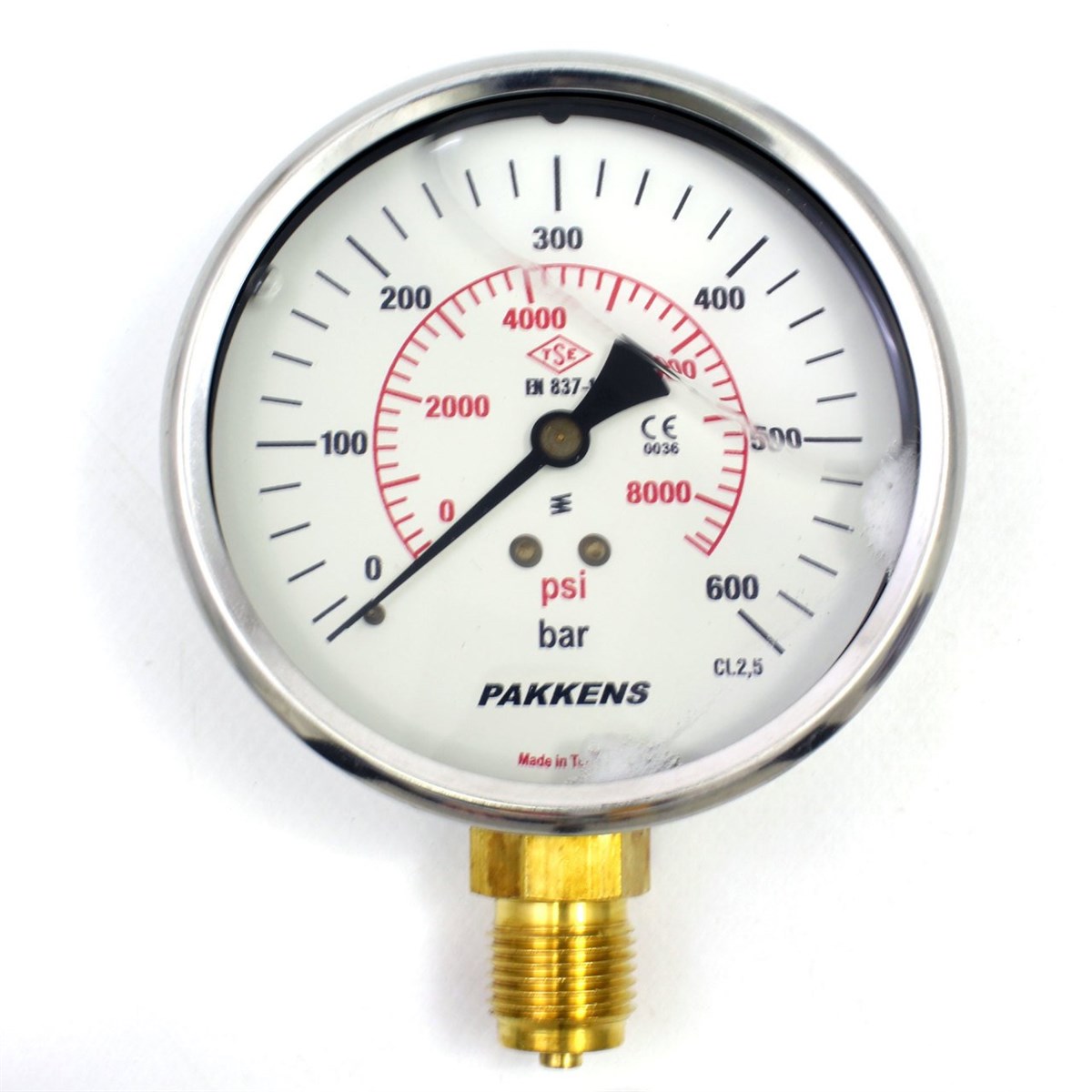 Pakkens 0-600 Bar 160 mm Alttan Bağlantılı Gliserinli Manometre G 1/2 inç