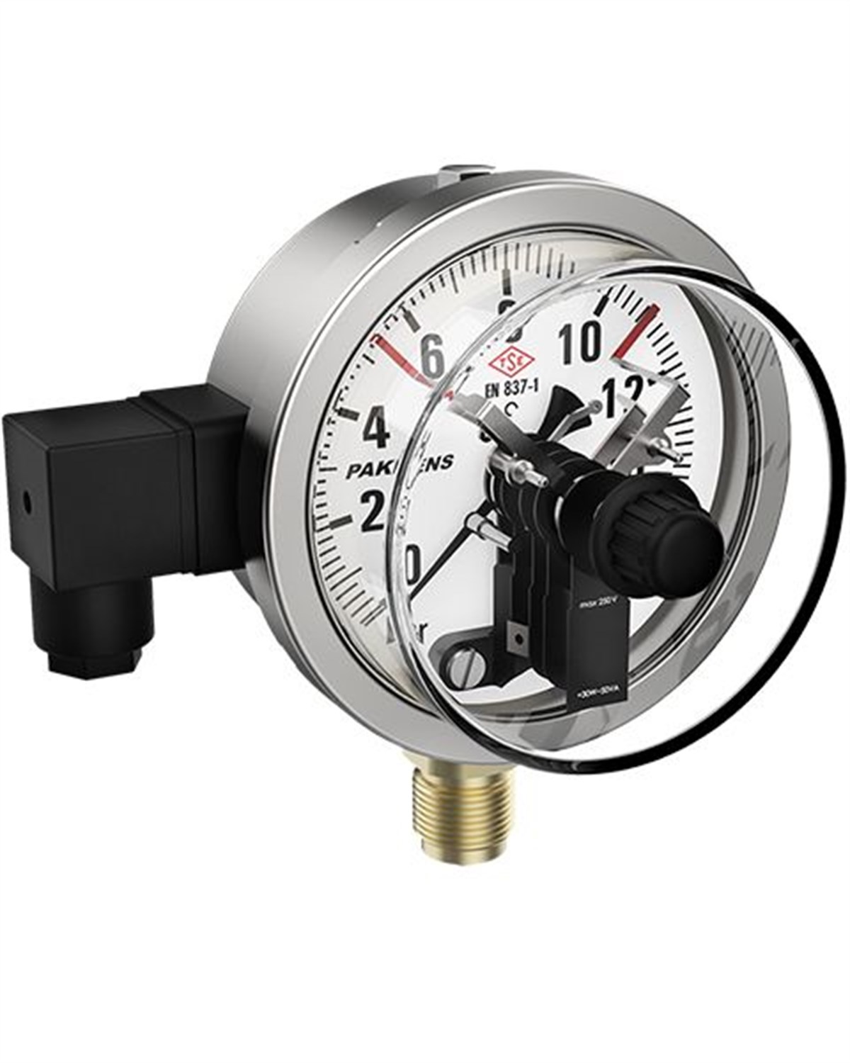 Pakkens Çap 100 Çift Kontaklı Hassas Basınç Ölçer Alttan Bağlantılı CL 1,0 G1/2’’