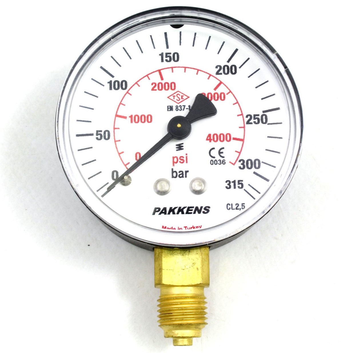 Pakkens Çap 50 0/315 Bar Kuru Tip Basınç Ölçer, Manometre, Basınç Göstergesi 1/4''