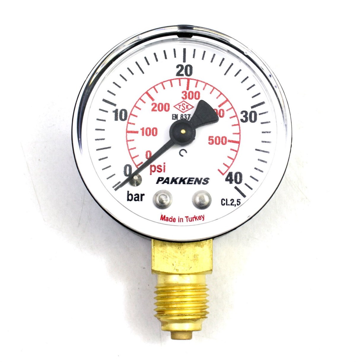 Pakkens Çap 50 0/40 Bar Kuru Tip Basınç Ölçer, Manometre, Basınç Göstergesi 1/4''