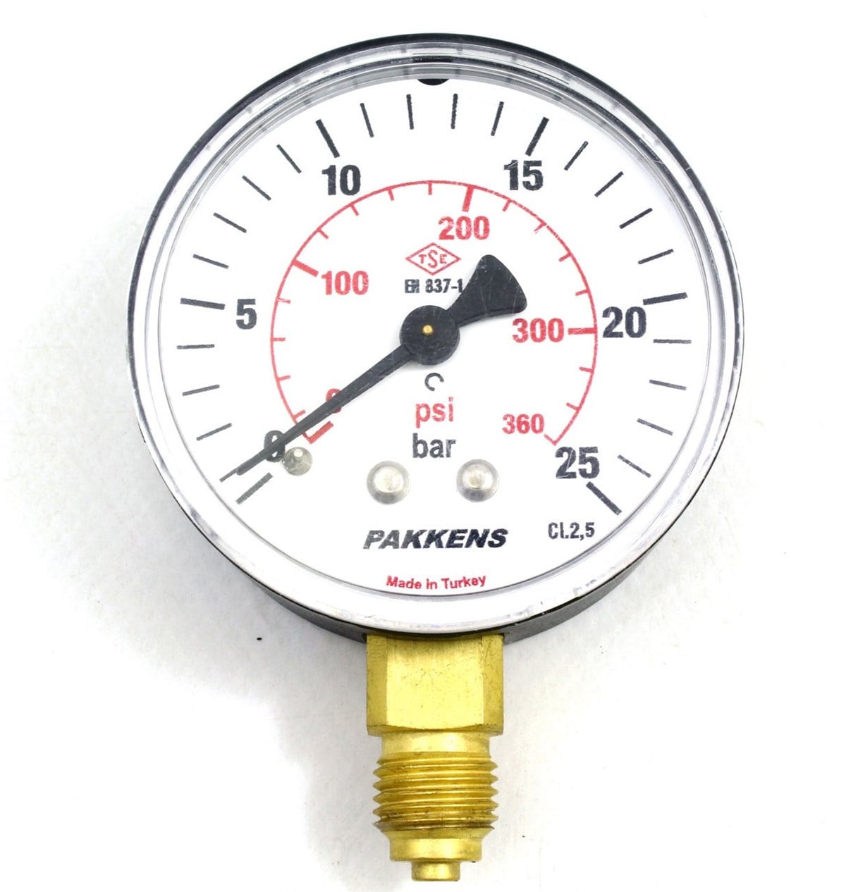 Pakkens Çap 63 0/25 Bar Kuru Tip Basınç Ölçer, Manometre, Basınç Göstergesi 1/4''